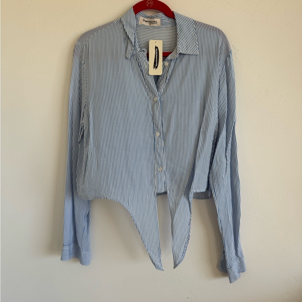 Blue Striped Button-Up Shirt